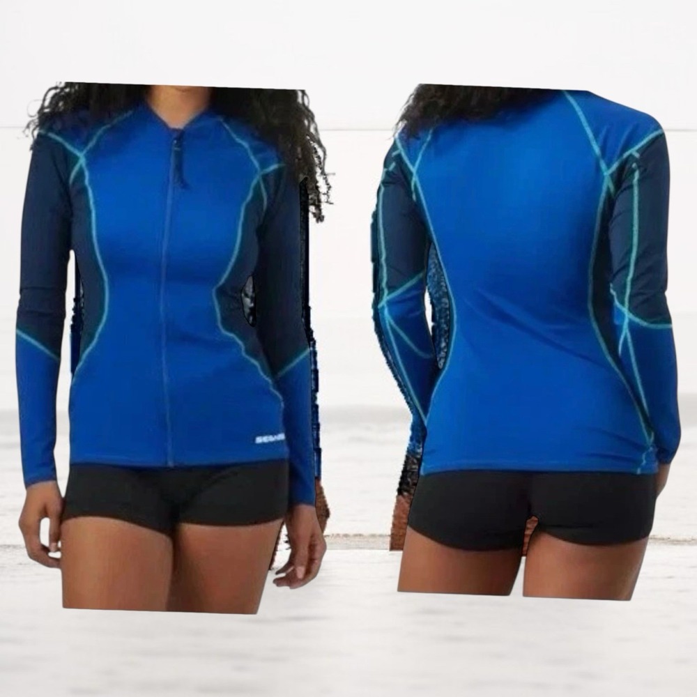 Sea Doo Long Sleeve Water Sports Top Jacket Rash Guard Size Large Royal Blue‎